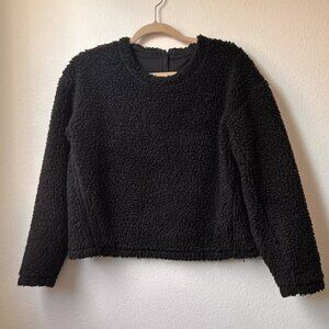 NWOT Lululemon Wool Whenever Crew Black Sherpa Crop Sweater Half Zip Back SZ 4